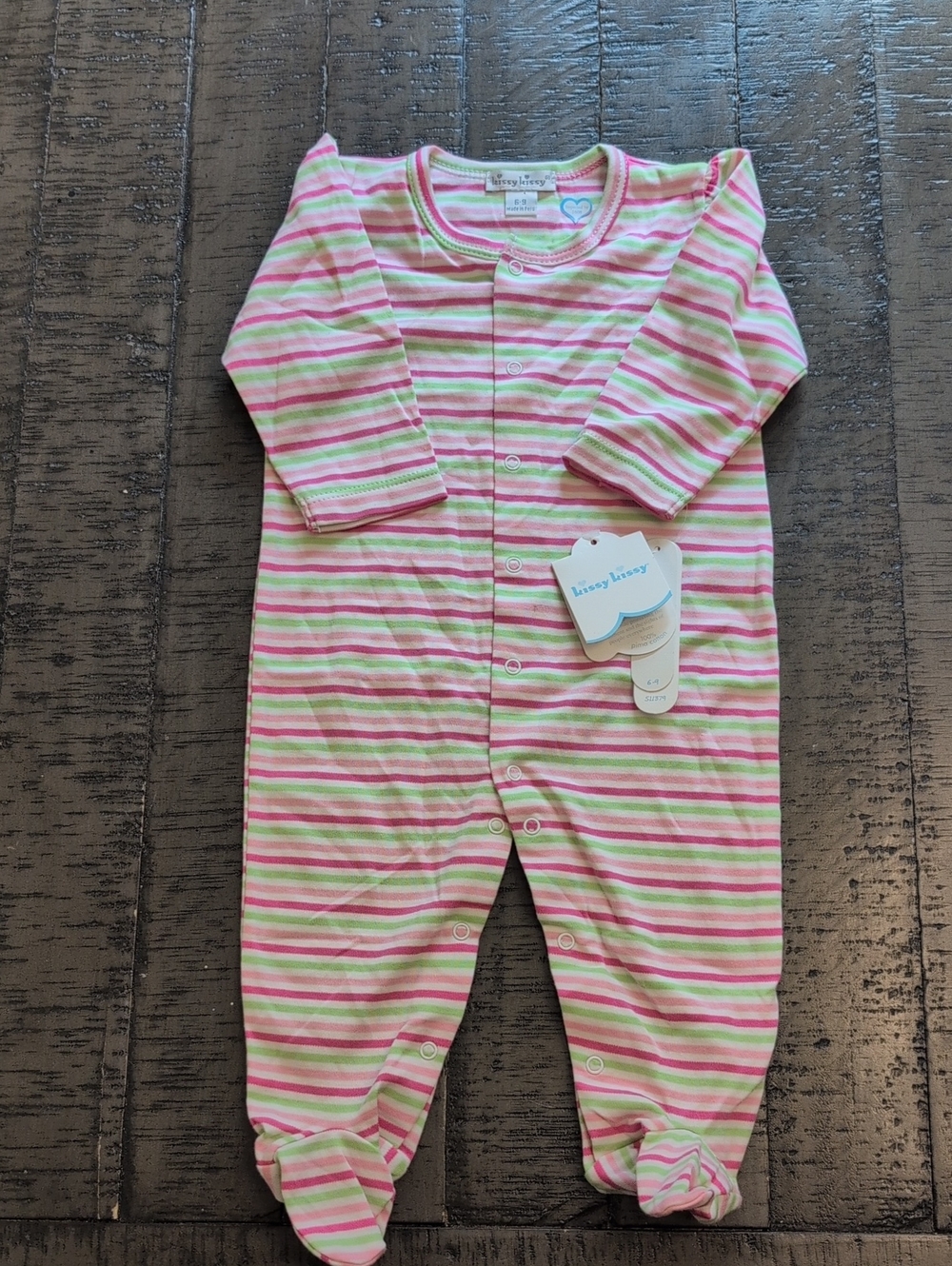 Kissy Kissy Striped Footed Outfit/Sleeper 6-9 months NWT